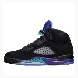 Air Jordan 5 Nike Retro Zapatillas Baloncesto Hombre Negras Moradas | JD-902PV