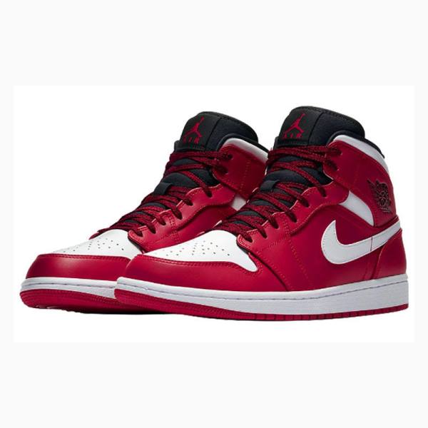 Air Jordan 1 Nike Mid Chicago Zapatillas Baloncesto Hombre Blancas Rojas | JD-641BP