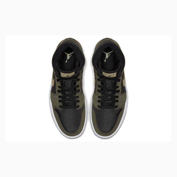 Air Jordan 1 Nike Mid Military Zapatillas Baloncesto Mujer Verde Oliva Negras | JD-924SX