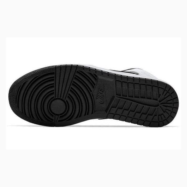 Air Jordan 1 Nike Mid Zapatillas Baloncesto Hombre Blancas Negras Plateadas | JD-104FL
