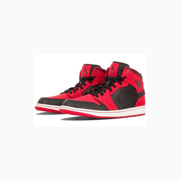 Air Jordan 1 Nike Mid Zapatillas Baloncesto Hombre Rojas Negras | JD-923NS
