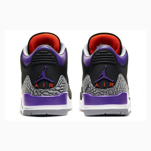 Air Jordan 3 Nike Retro Zapatillas Baloncesto Hombre Negras Moradas | JD-423UC