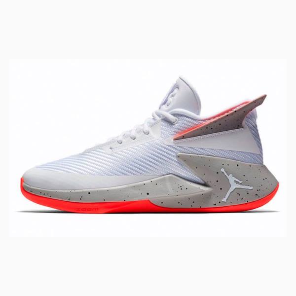 Air Jordan Nike Fly Lockdown Zapatillas Baloncesto Hombre Blancas Gris Rojas | JD-310GS